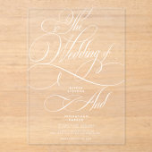 Moderne klassieke kalligrafie script duidelijke br acryl uitnodigingen (Voorkant)