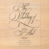 Moderne klassieke kalligrafie script duidelijke br acryl uitnodigingen (Voorkant)