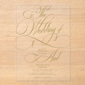 Moderne klassieke kalligrafie script duidelijke br acryl uitnodigingen (Voorkant)