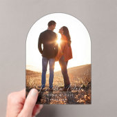 Moderne Klassieke Kalligrafie Script Foto Vakantie Acryl Uitnodigingen (Insitu (Draagbaar))