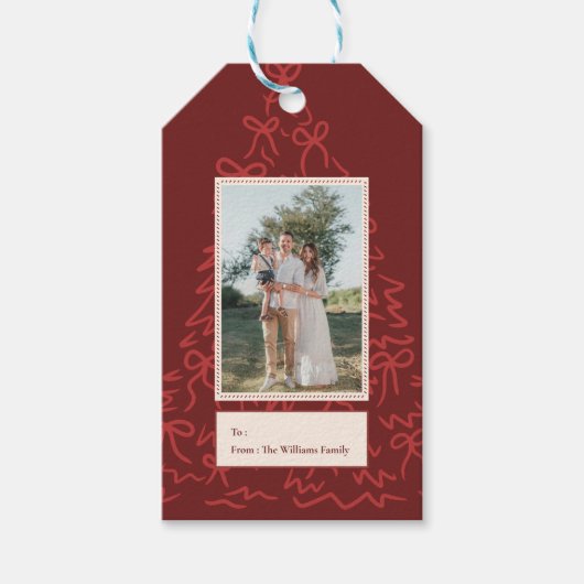 Moderne Klassieke Kerst Foto Elegant Cadeaulabel (Voorkant)