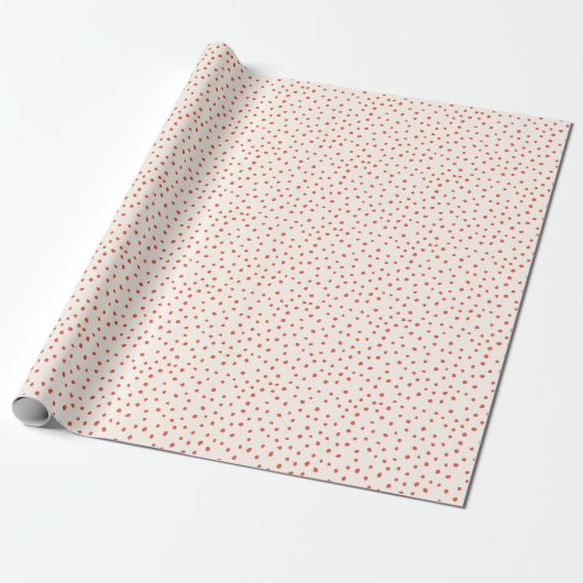 Moderne Klassieke Kerst Rode Polka Dot Cadeaupapier (Uitgerold)