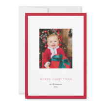 Moderne klassieke kerstfoto kaart met rode rand