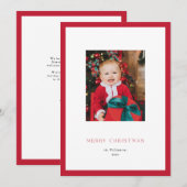 Moderne klassieke kerstfotokaart met rode rand feestdagenkaart (Voorkant / Achterkant)