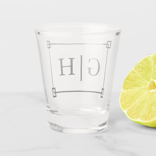 Moderne klassieke Lijsten en monogrambrieven Shot Glas (Achterkant)