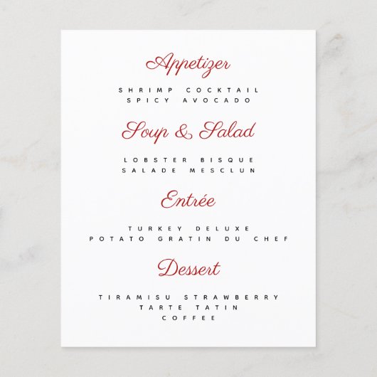 Moderne, klassieke menukaart zwart-wit brochure (Achterkant)