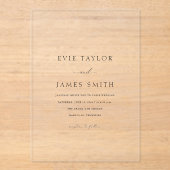 Moderne klassieke minimale bruiloft acryl uitnodigingen (Voorkant)