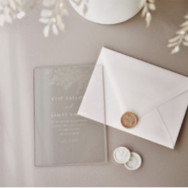 Moderne klassieke minimale bruiloft acryl uitnodigingen