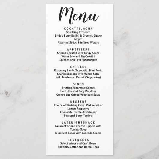 Moderne klassieke minimalistische typografie menu (Voorkant)