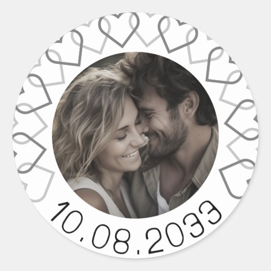 Moderne klassieke minimalistische typografie ronde sticker (Voorkant)