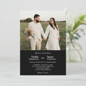 Moderne klassieke minimalistische zwarte foto-brui kaart (Staand voorkant)