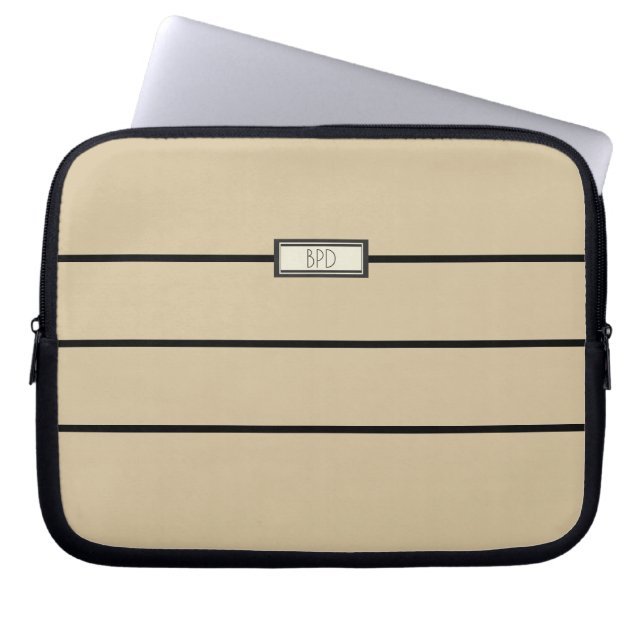 Moderne Klassieke Monogram Beginletters Stijlvol T Laptop Sleeve (Voorkant)
