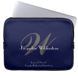Moderne klassieke monogram en naam grafische profe laptop sleeve