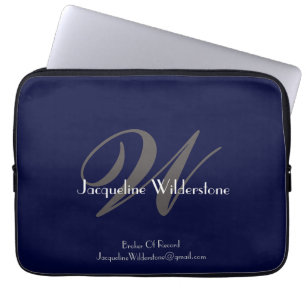 Moderne klassieke monogram en naam grafische profe laptop sleeve