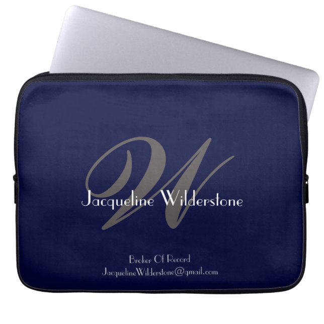 Moderne klassieke monogram en naam grafische profe laptop sleeve (Voorkant)