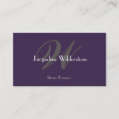 Moderne klassieke monogram en naam  Paars Visitekaartje (Voorkant)