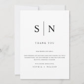 Moderne Klassieke Monogram Fotobruiloft Bedankkaart (Achterkant)