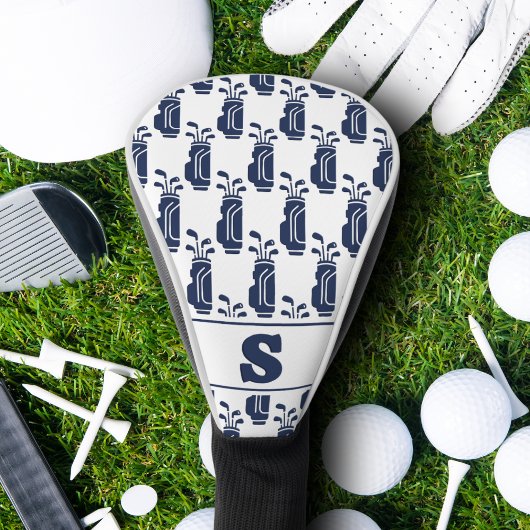 Moderne Klassieke Monogram Golf Bag Patroon Navy B Golfheadcover