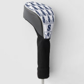 Moderne Klassieke Monogram Golf Bag Patroon Navy B Golfheadcover (Schuin)