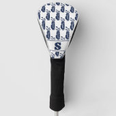Moderne Klassieke Monogram Golf Bag Patroon Navy B Golfheadcover (Voorkant)