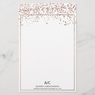 Moderne klassieke monogram roos gouden confetti briefpapier