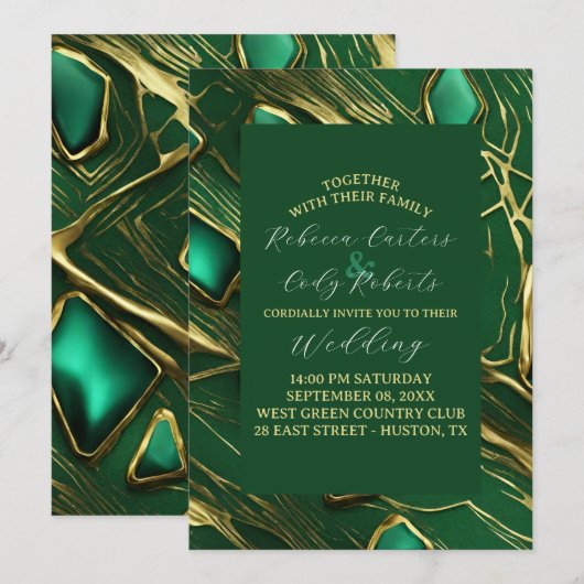 Moderne Klassieke Moody Donker Smaragd Groene Brui Kaart (Voorkant / Achterkant)