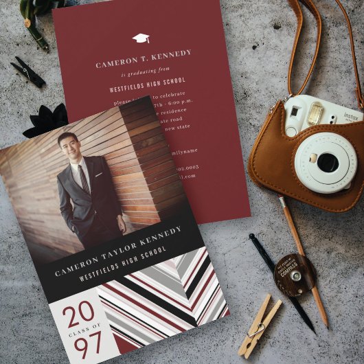 Moderne Klassieke Pin Stripes Fotogradatie Partij Kaart