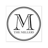 Moderne Klassieke Rand Grens Familienaam Monogram Zelfinktende Stempel (Design)