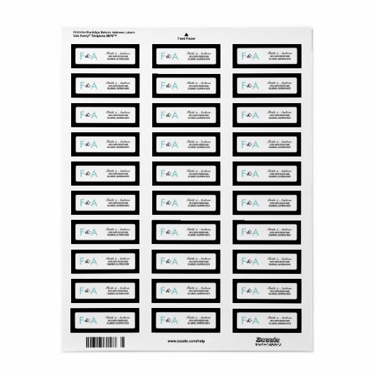 Moderne Klassieke Return Address Labels (Full Sheet)