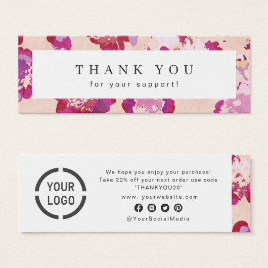 Moderne klassieke rode abstracte bloemen mini visitekaartjes (Voorkant /achterkant)