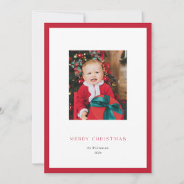 Moderne Klassieke Rode Frame Kerst Foto Kaart