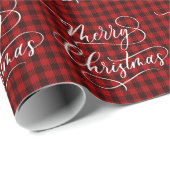 Moderne Klassieke Rode Plaid Vrolijke Kerstvakanti Cadeaupapier (Rol Hoek)