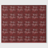Moderne Klassieke Rode Plaid Vrolijke Kerstvakanti Cadeaupapier (Vlak)