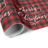 Moderne Klassieke Rode Plaid Vrolijke Kerstvakanti Cadeaupapier (Rol Hoek)