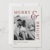 Moderne klassieke rode typografie tweezijdige foto feestdagenkaart (Voorkant)