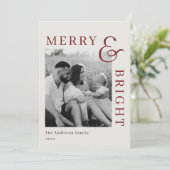 Moderne klassieke rode typografie tweezijdige foto feestdagenkaart (Staand voorkant)