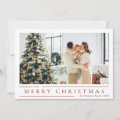 Moderne Klassieke Rode Vrolijke Kerstmis Fotocolla Feestdagenkaart (Voorkant)