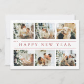 Moderne Klassieke Rode Vrolijke Kerstmis Fotocolla Feestdagenkaart (Achterkant)