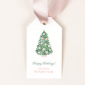 Moderne klassieke roze groene kerstFeestdagen Cadeaulabel