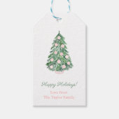 Moderne klassieke roze groene kerstFeestdagen Cadeaulabel (Voorkant)