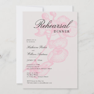 Moderne Klassieke Roze Schets Rehearsal Dinner Kaart