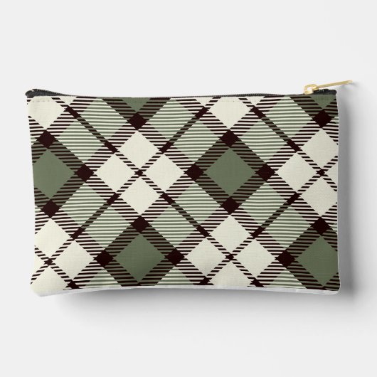 Moderne Klassieke Sage Green Plaid Monogrammed Etui (Achterkant)