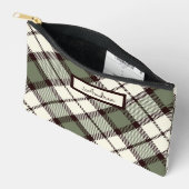 Moderne Klassieke Sage Green Plaid Monogrammed Etui (Open)