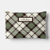 Moderne Klassieke Sage Green Plaid Monogrammed Etui (Voorkant)