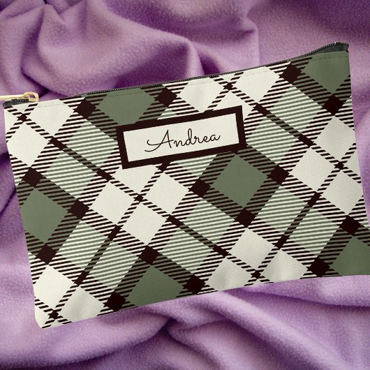 Moderne Klassieke Saliegroene Geruite Monogram Geb Etui