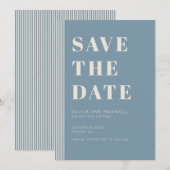 Moderne Klassieke Save The Date Blauwe Gestreepte  Kaart (Voorkant / Achterkant)