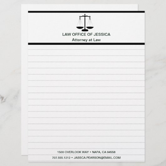 Moderne klassieke schalen van de rechtspraak Lette Briefhoofd (Voorkant / Achterkant)