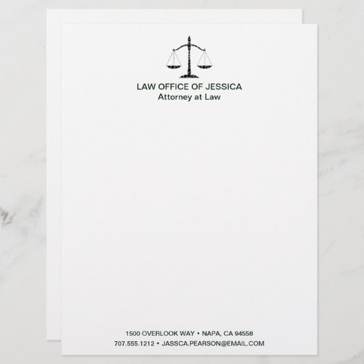 Moderne klassieke schalen van de rechtspraak Lette Briefhoofd (Voorkant / Achterkant)