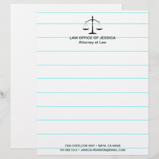 Moderne klassieke schalen van de rechtspraak Lette Briefhoofd (Voorkant / Achterkant)