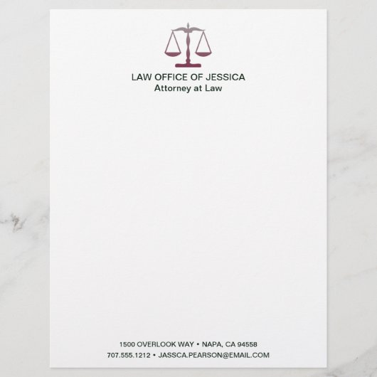 Moderne Klassieke Schalen Van Justitie Wet Briefho Briefhoofd (Voorkant)